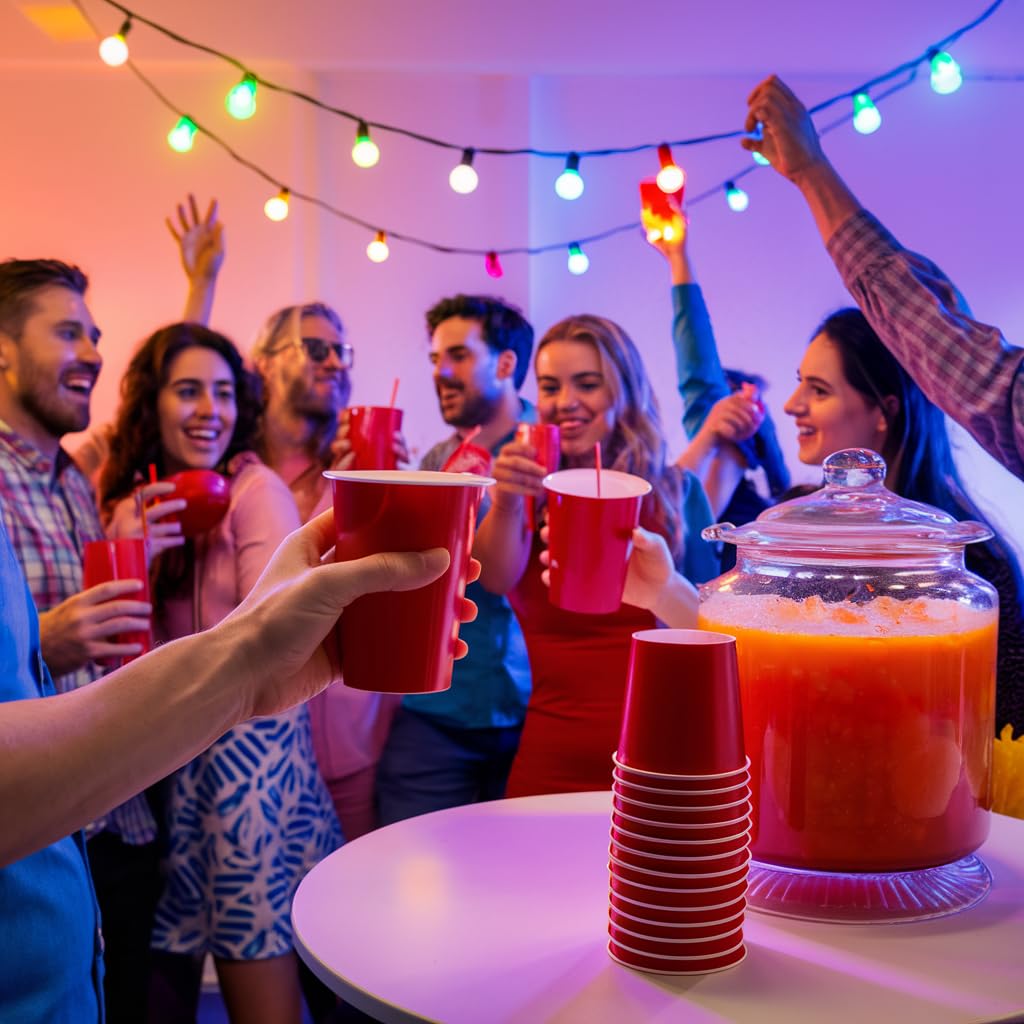 Red party cups reusable and disposable